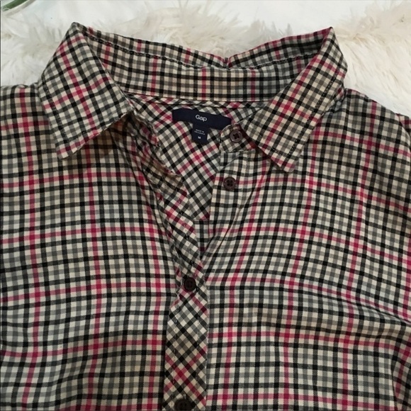 Gap check pink black white long sleeve top size Medium - Picture 3 of 7